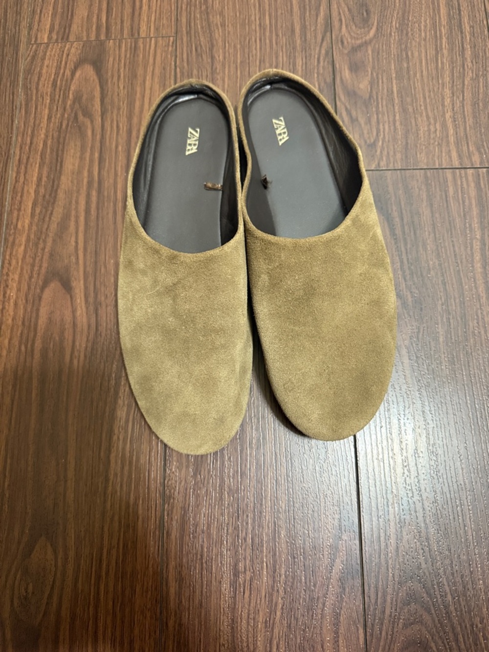 ZARA Brown Suede Mule Flats Slip On Minimalist Leather Slides Size 39 - Picture 7 of 12